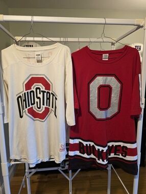 Victoria Secrets PINK Womens Ohio State Buckeyes Over Sized Boyfriend Shirts